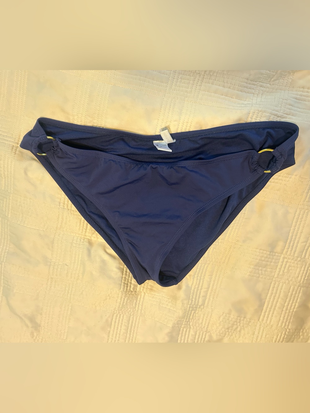 Ambrielle Navy Bikini Bottom with Gold Ring Accents